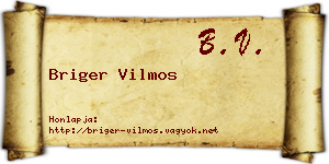 Briger Vilmos névjegykártya